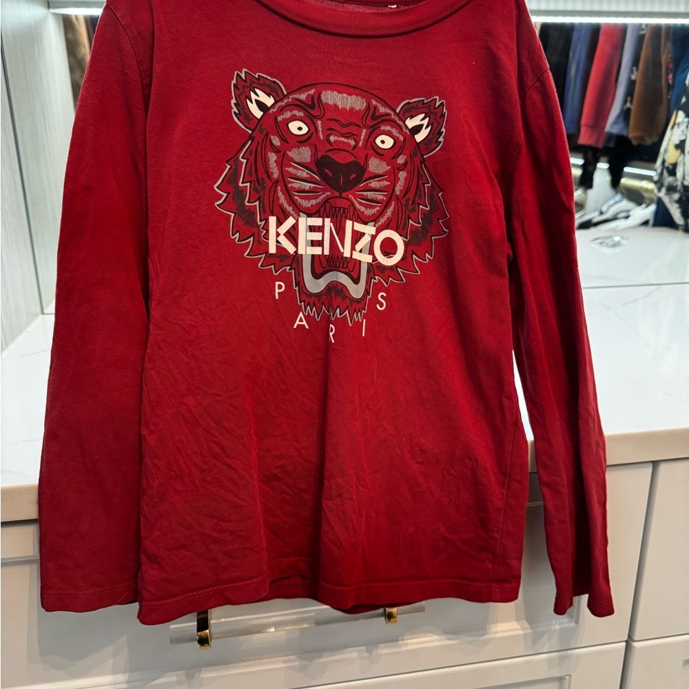 Kenzo Red Tiger Print Kids T-Shirt - Picture 2 of 4